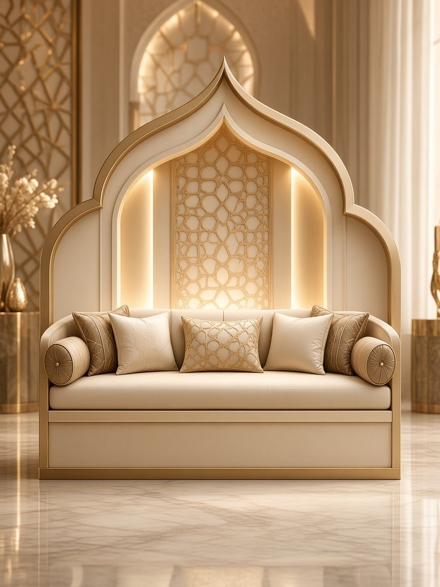 قوس إسلامي يحيط بمجلس بيج دافئ